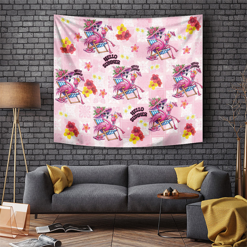 Hawaii Flamingo Hello Summer Tapestry Hawaiian Quilt Pattern LT9 Pink - Polynesian Pride