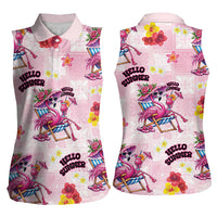 Hawaii Flamingo Hello Summer Women Sleeveless Polo Shirt Hawaiian Quilt Pattern
