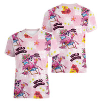 Hawaii Flamingo Hello Summer Women V-Neck T-Shirt Hawaiian Quilt Pattern