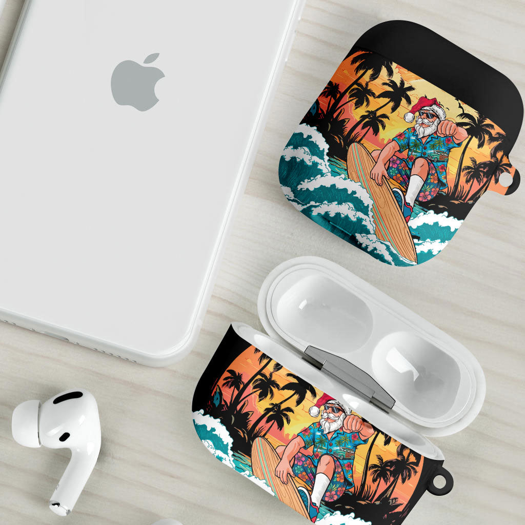 Vintage Santa Claus Surfing Summer AirPods Case Mele Kalikimaka i Iulai!