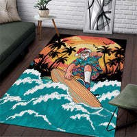 Vintage Santa Claus Surfing Summer Area Rug Mele Kalikimaka i Iulai!