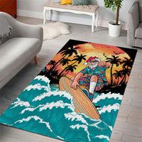 Vintage Santa Claus Surfing Summer Area Rug Mele Kalikimaka i Iulai!