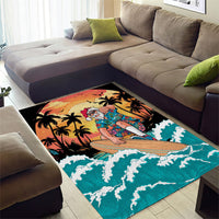 Vintage Santa Claus Surfing Summer Area Rug Mele Kalikimaka i Iulai!