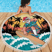 Vintage Santa Claus Surfing Summer Beach Blanket Mele Kalikimaka i Iulai!