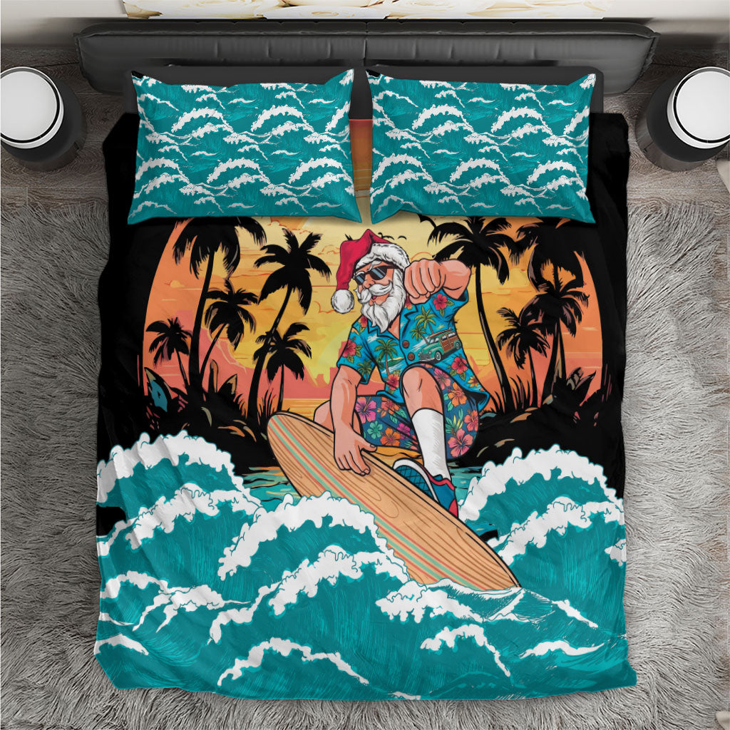 Vintage Santa Claus Surfing Summer Bedding Set Mele Kalikimaka i Iulai!