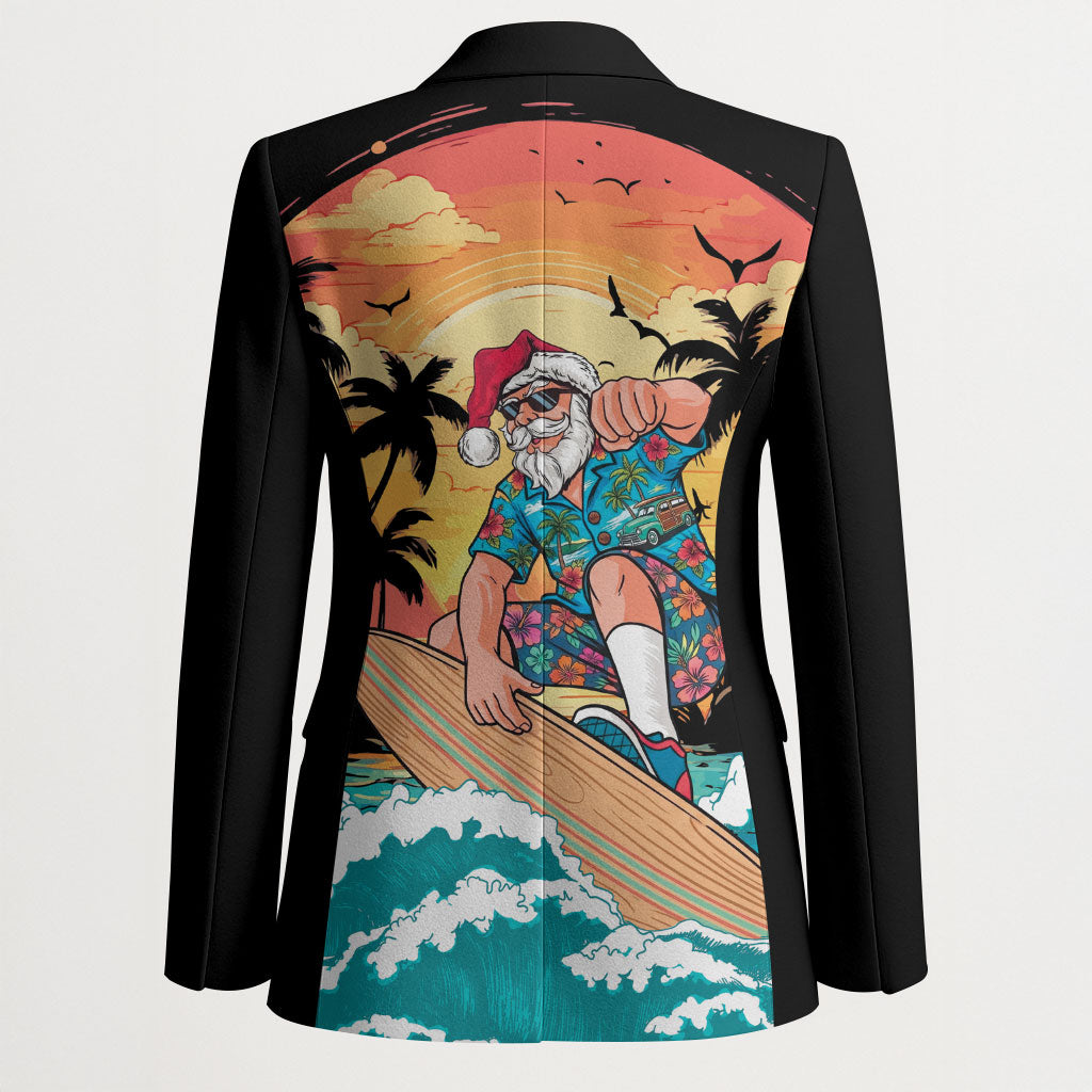Vintage Santa Claus Surfing Summer Blazer Mele Kalikimaka i Iulai!