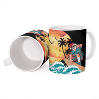 Vintage Santa Claus Surfing Summer Ceramic Mug Mele Kalikimaka i Iulai!