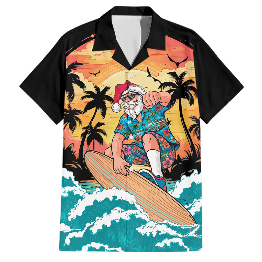 Vintage Santa Claus Surfing Summer Family Matching Tank Maxi Dress and Hawaiian Shirt Mele Kalikimaka i Iulai!