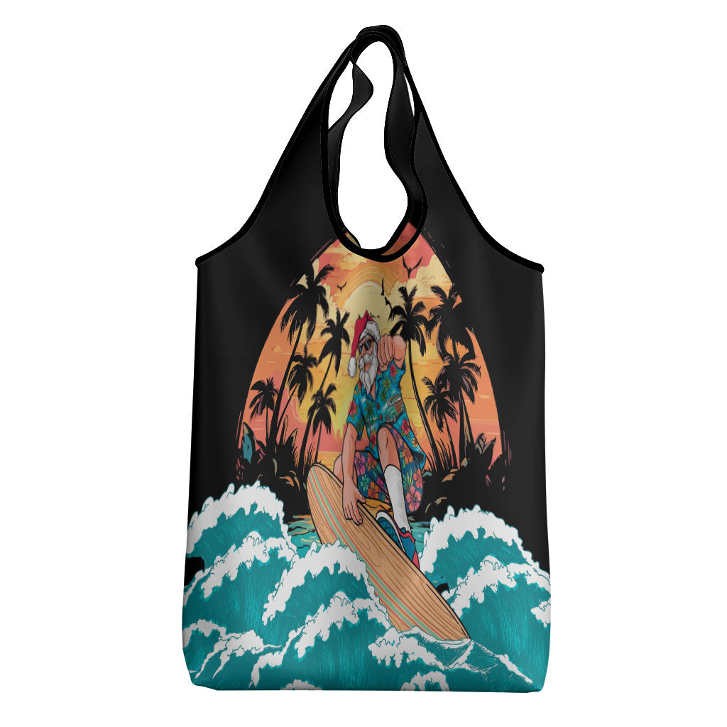 Vintage Santa Claus Surfing Summer Grocery Bag Mele Kalikimaka i Iulai!
