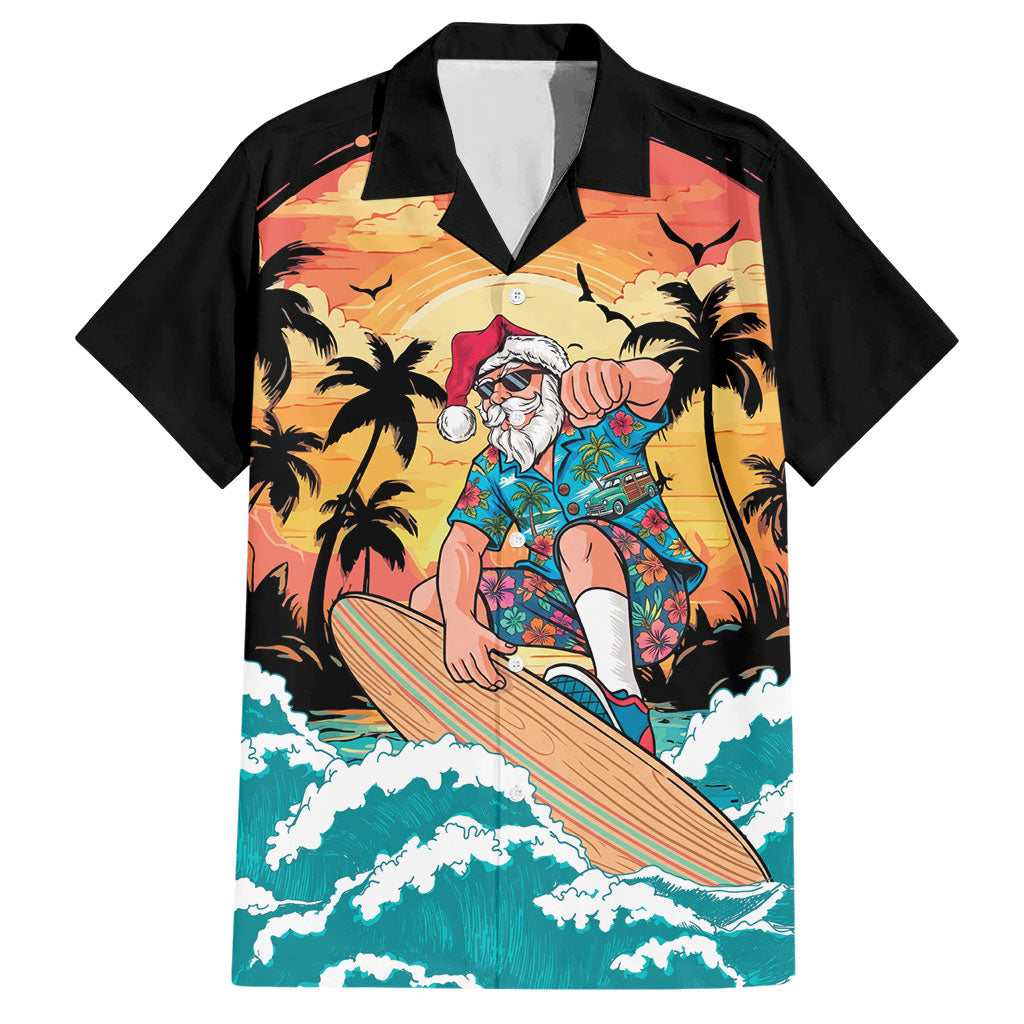 Vintage Santa Claus Surfing Summer Hawaiian Shirt Mele Kalikimaka i Iulai!