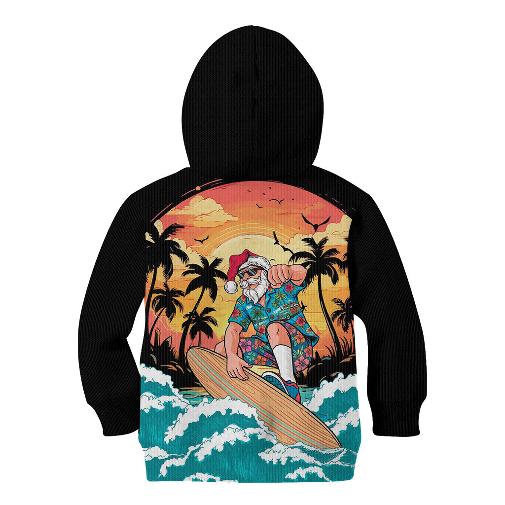 Vintage Santa Claus Surfing Summer Kid Hoodie Mele Kalikimaka i Iulai!