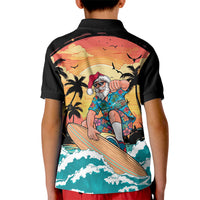 Vintage Santa Claus Surfing Summer Kid Polo Shirt Mele Kalikimaka i Iulai!