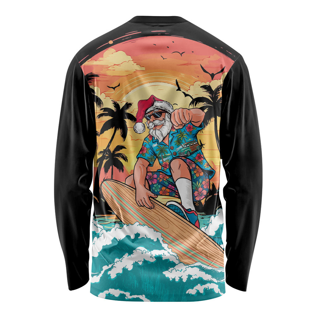 Vintage Santa Claus Surfing Summer Long Sleeve Shirt Mele Kalikimaka i Iulai!