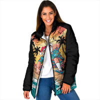 Vintage Santa Claus Surfing Summer Padded Jacket Mele Kalikimaka i Iulai!