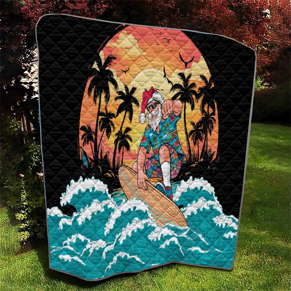 Vintage Santa Claus Surfing Summer Quilt Mele Kalikimaka i Iulai!