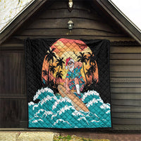 Vintage Santa Claus Surfing Summer Quilt Mele Kalikimaka i Iulai!
