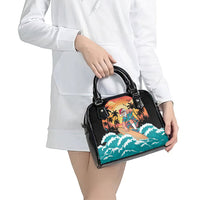 Vintage Santa Claus Surfing Summer Shoulder Handbag Mele Kalikimaka i Iulai!