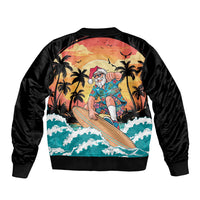 Vintage Santa Claus Surfing Summer Sleeve Zip Bomber Jacket Mele Kalikimaka i Iulai!