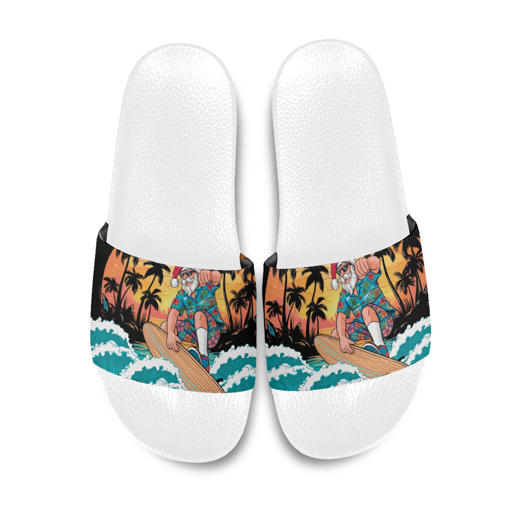 Vintage Santa Claus Surfing Summer Slide Sandals Mele Kalikimaka i Iulai!