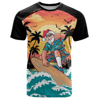 Vintage Santa Claus Surfing Summer T Shirt Mele Kalikimaka i Iulai!
