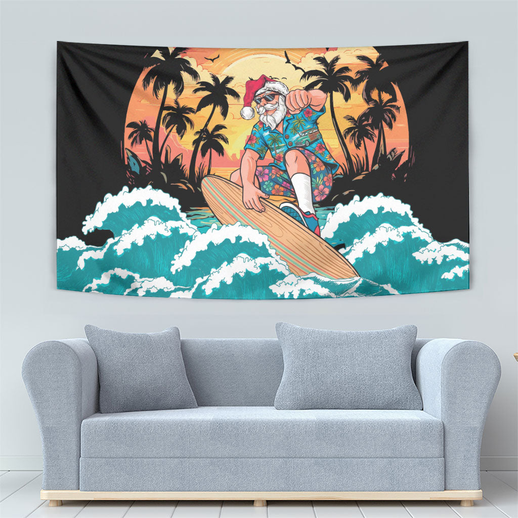 Vintage Santa Claus Surfing Summer Tapestry Mele Kalikimaka i Iulai!