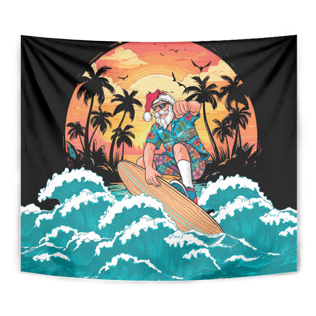 Vintage Santa Claus Surfing Summer Tapestry Mele Kalikimaka i Iulai!