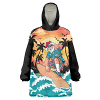 Vintage Santa Claus Surfing Summer Wearable Blanket Hoodie Mele Kalikimaka i Iulai!