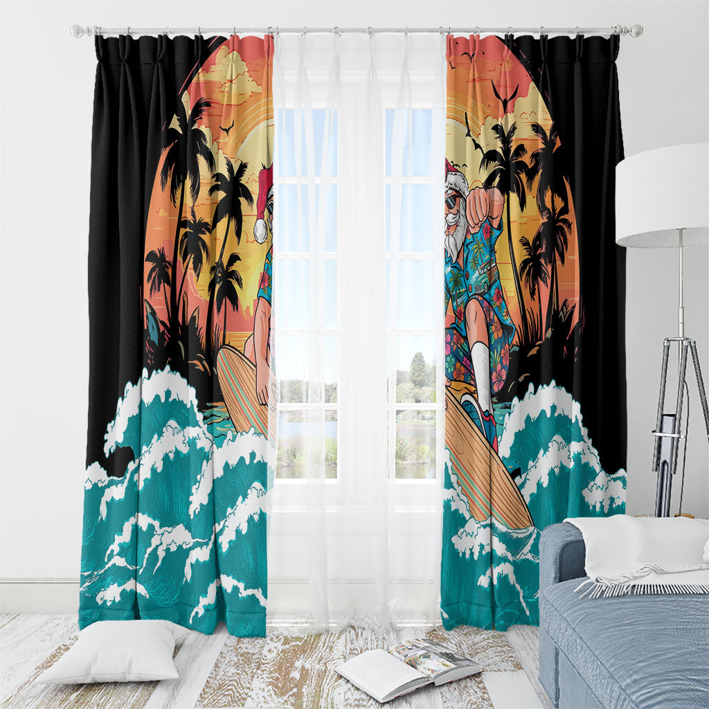 Vintage Santa Claus Surfing Summer Window Curtain Mele Kalikimaka i Iulai!
