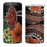 Vintage Hibiscus Pacific Floral 4 in 1 Can Cooler Tumbler LT9 One Size: 16 oz Black - Polynesian Pride
