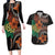 Vintage Hibiscus Pacific Floral Couples Matching Long Sleeve Bodycon Dress and Hawaiian Shirt