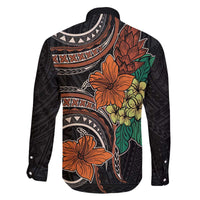 Vintage Hibiscus Pacific Floral Family Matching Off The Shoulder Long Sleeve Dress and Hawaiian Shirt