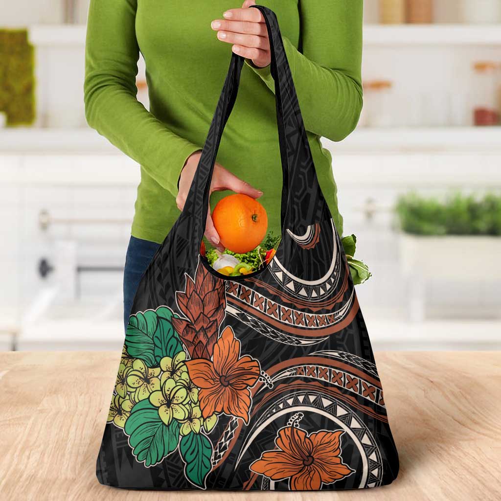 Vintage Hibiscus Pacific Floral Grocery Bag LT9 - Polynesian Pride
