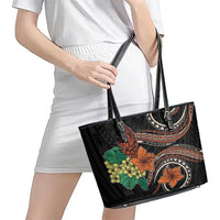 Vintage Hibiscus Pacific Floral Leather Tote Bag LT9 - Polynesian Pride
