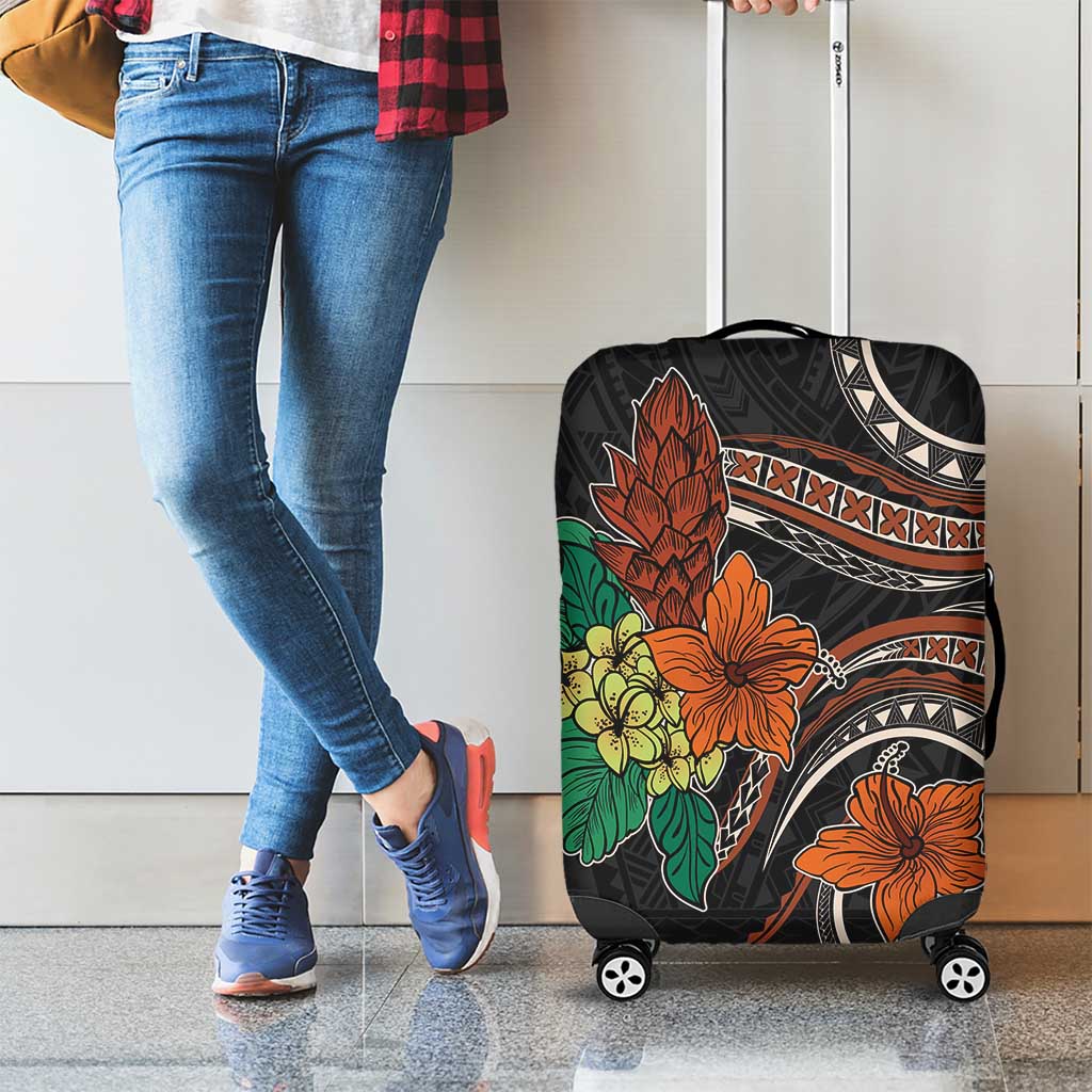 Vintage Hibiscus Pacific Floral Luggage Cover