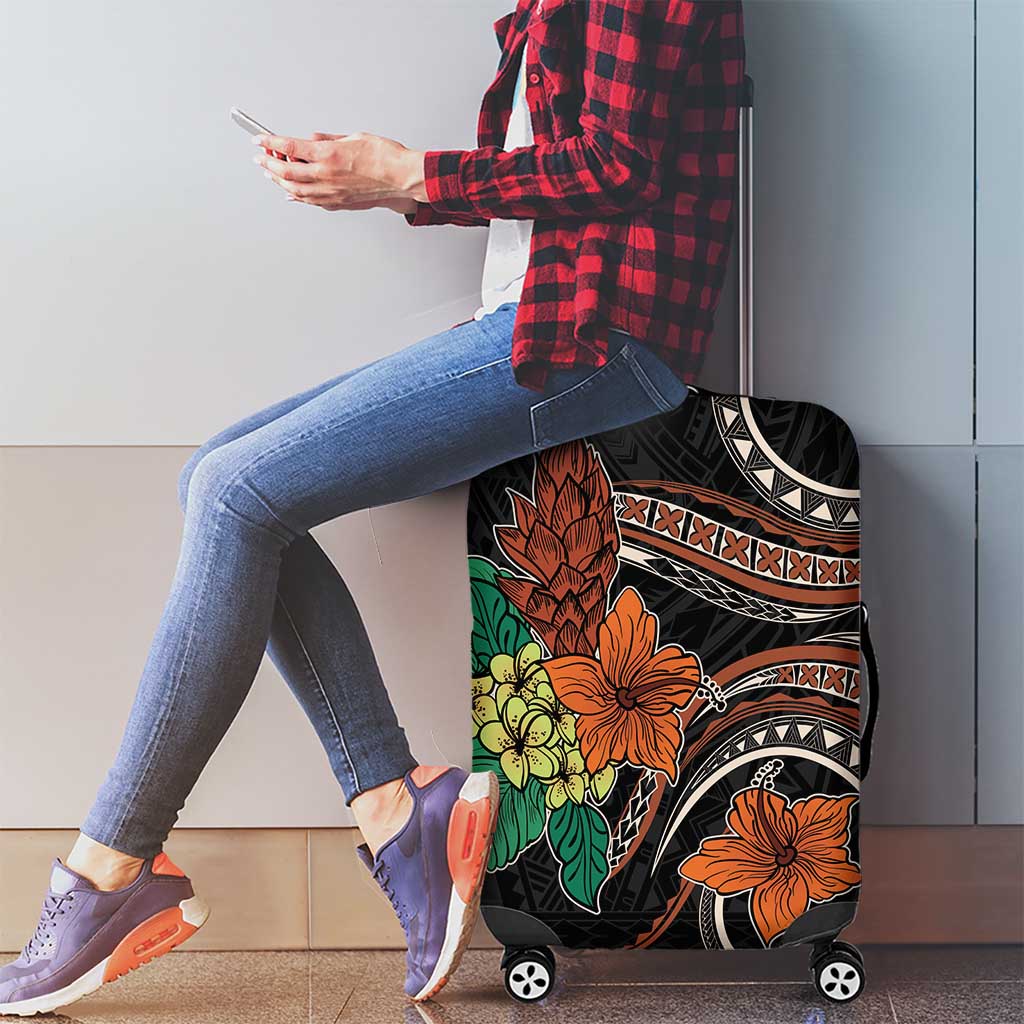 Vintage Hibiscus Pacific Floral Luggage Cover
