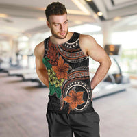 Vintage Hibiscus Pacific Floral Men Tank Top LT9 Black - Polynesian Pride