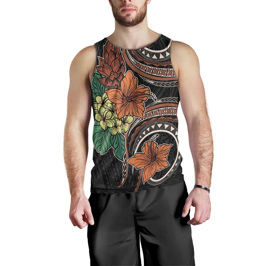 Vintage Hibiscus Pacific Floral Men Tank Top LT9 - Polynesian Pride
