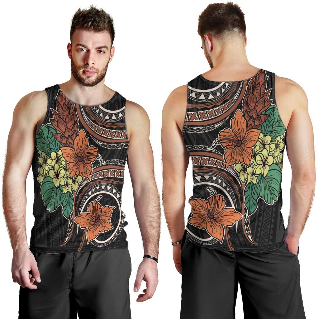 Vintage Hibiscus Pacific Floral Men Tank Top LT9 - Polynesian Pride