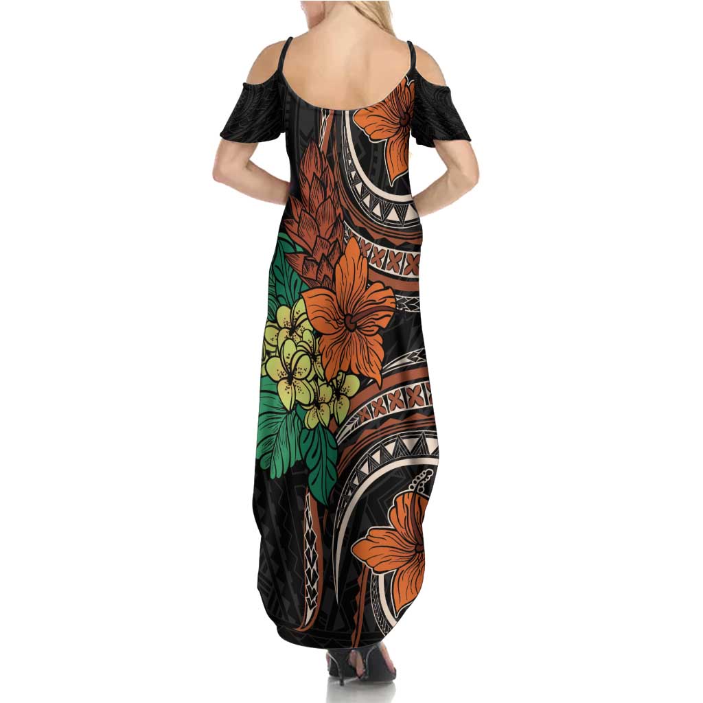 Vintage Hibiscus Pacific Floral Summer Maxi Dress LT9 - Polynesian Pride