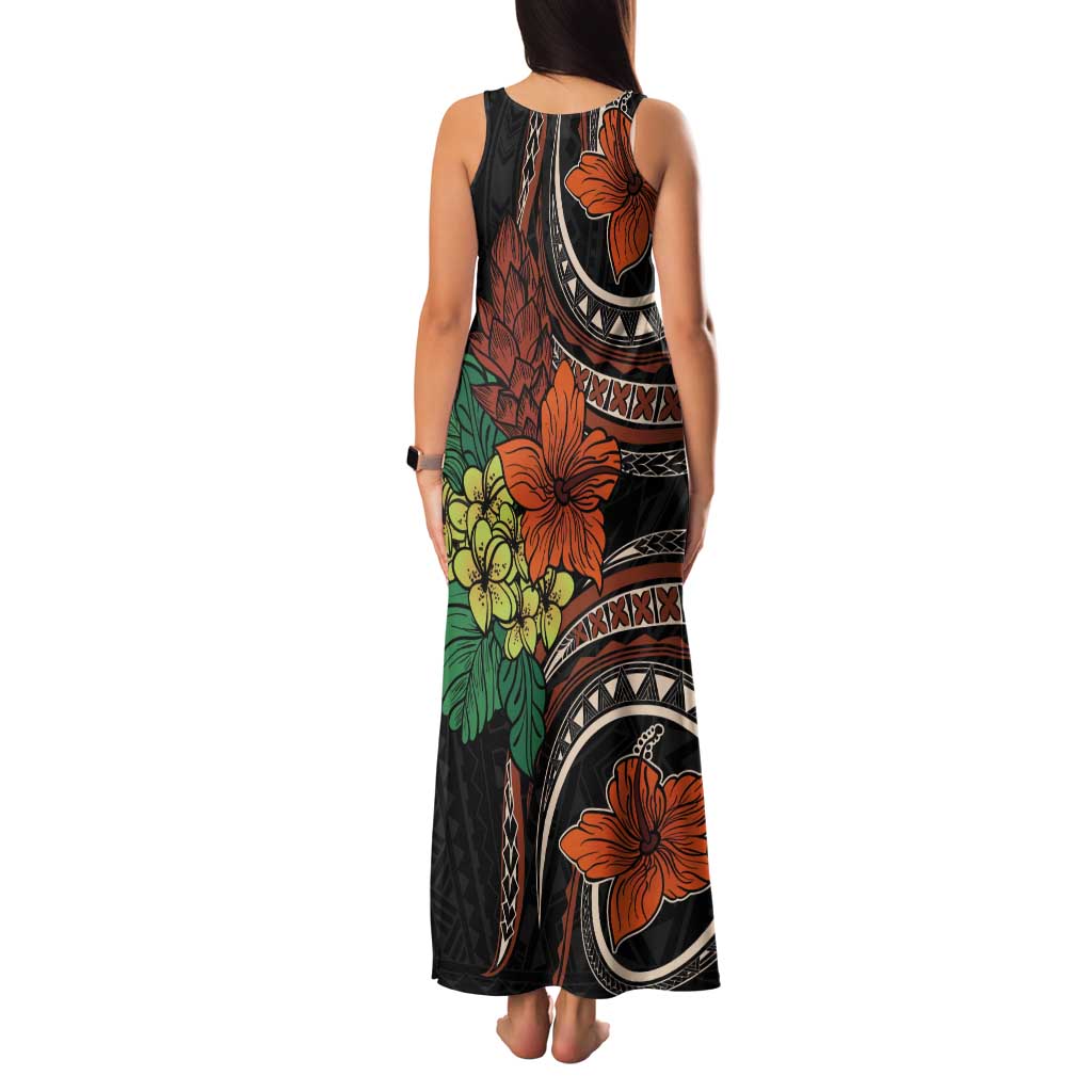 Vintage Hibiscus Pacific Floral Tank Maxi Dress LT9 - Polynesian Pride