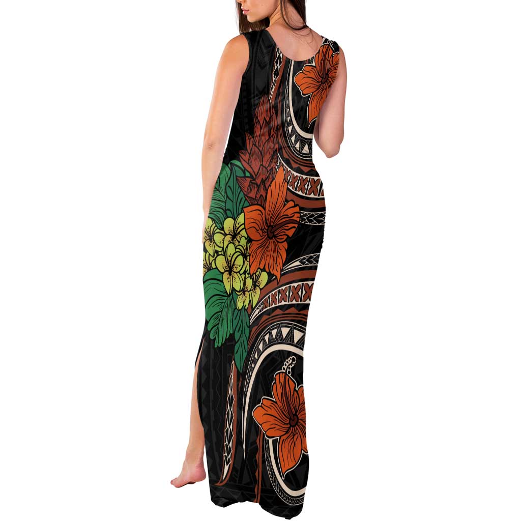 Vintage Hibiscus Pacific Floral Tank Maxi Dress LT9 - Polynesian Pride