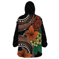 Vintage Hibiscus Pacific Floral Wearable Blanket Hoodie LT9 - Polynesian Pride