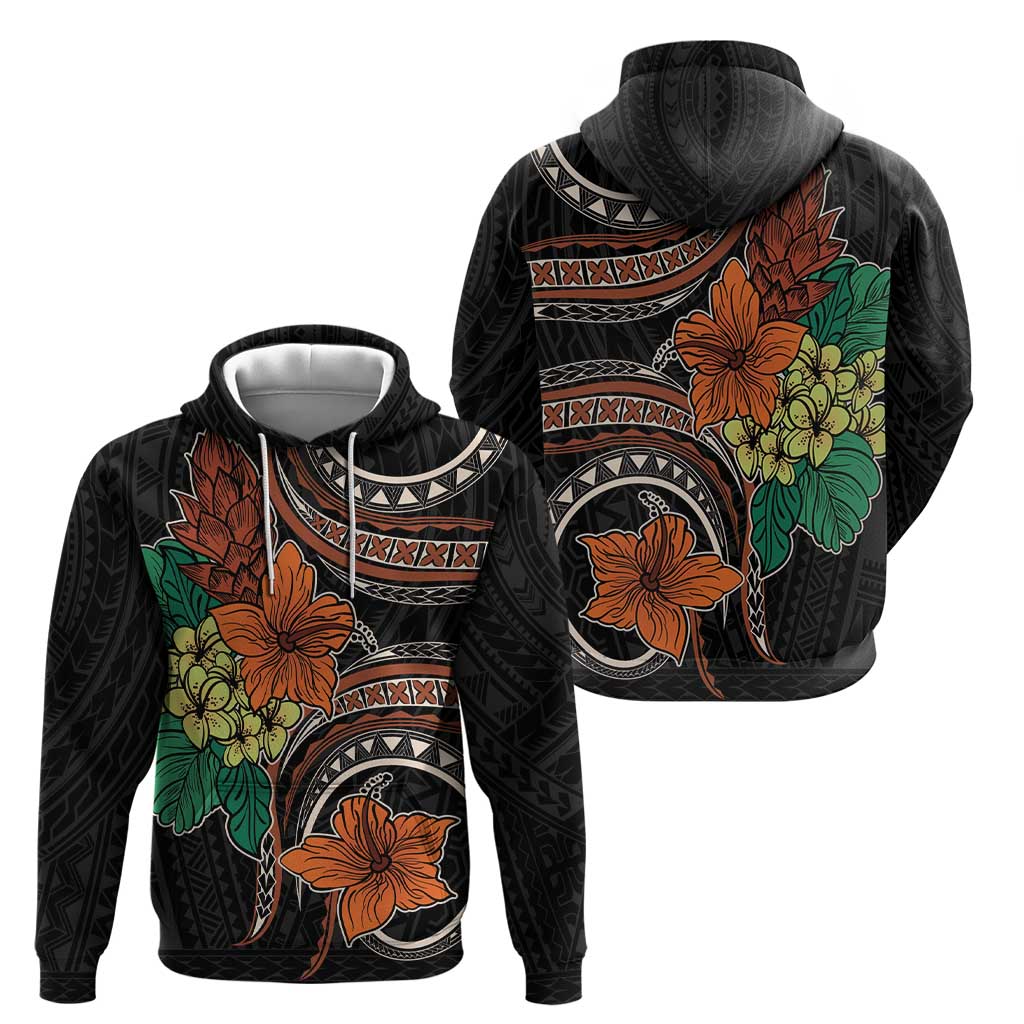 Vintage Hibiscus Pacific Floral Zip Hoodie