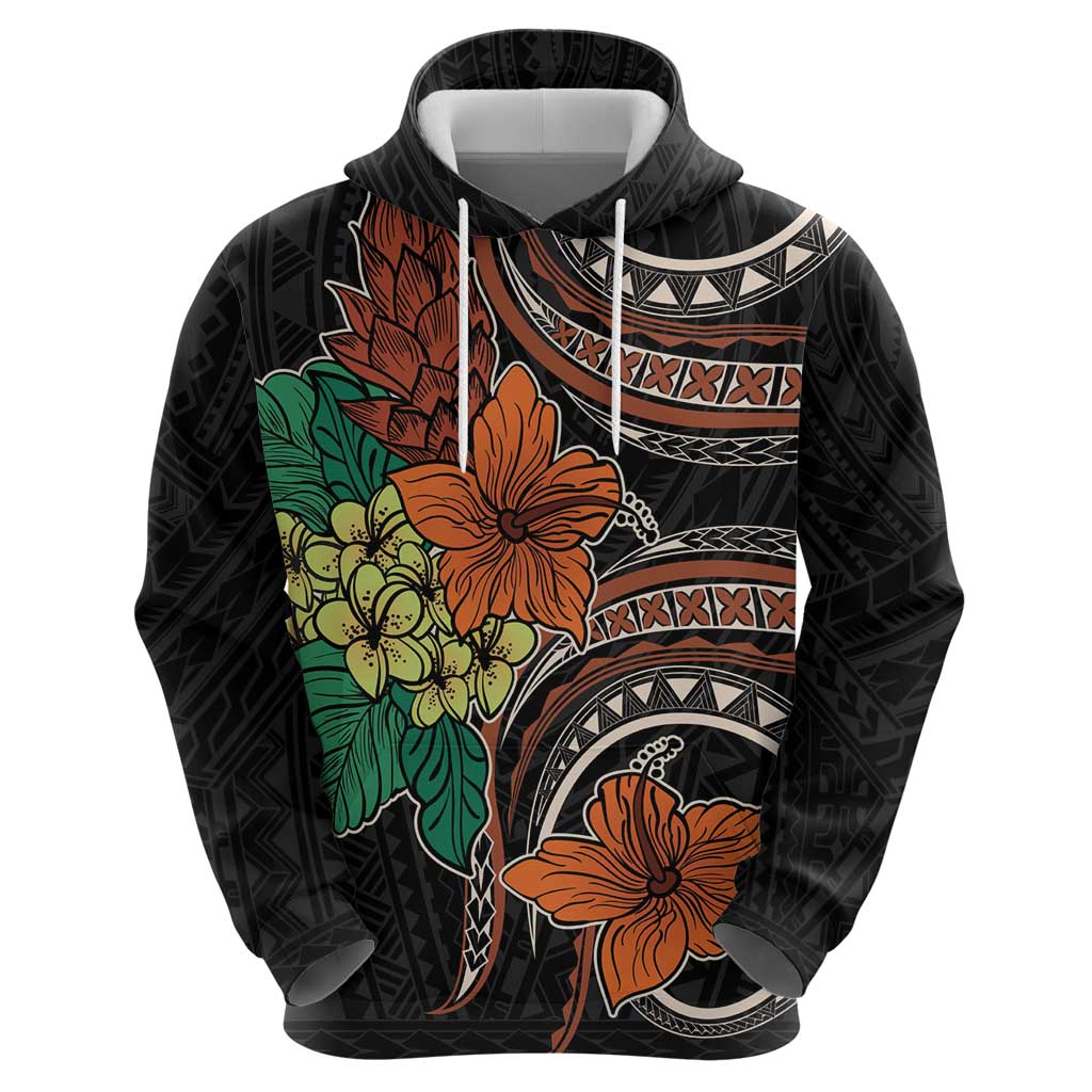 Vintage Hibiscus Pacific Floral Zip Hoodie