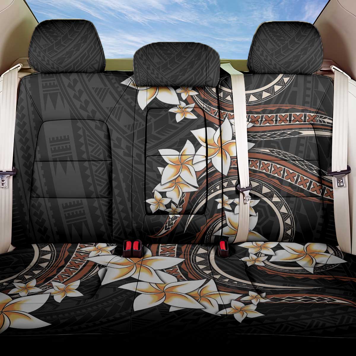 Vintage Plumeria Pacific Floral Back Car Seat Cover