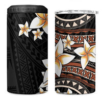 Vintage Plumeria Pacific Floral 4 in 1 Can Cooler Tumbler LT9 One Size: 16 oz Black - Polynesian Pride
