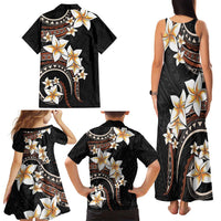 Vintage Plumeria Pacific Floral Family Matching Tank Maxi Dress and Hawaiian Shirt