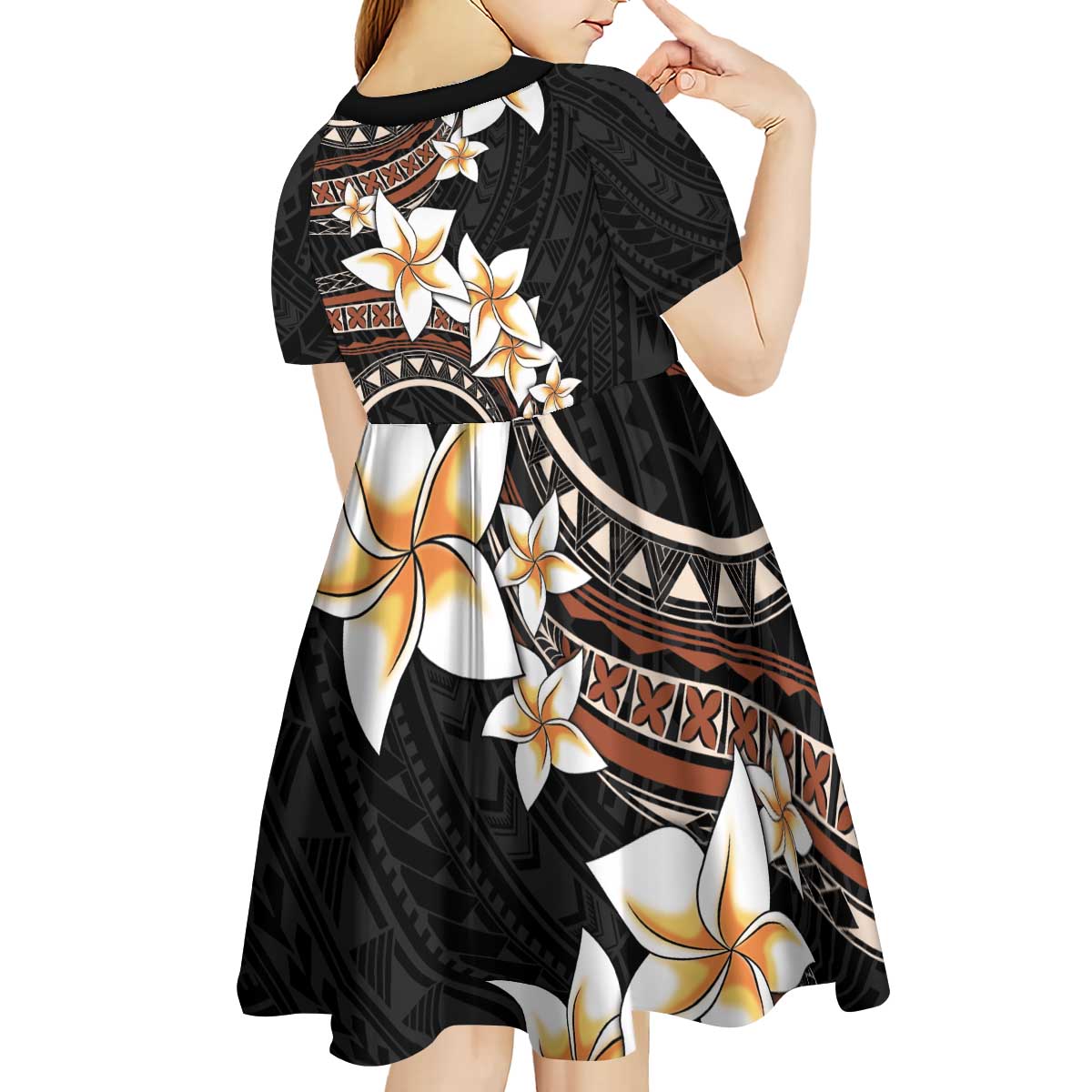 Vintage Plumeria Pacific Floral Kid Short Sleeve Dress