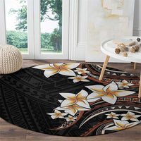 Vintage Plumeria Pacific Floral Round Carpet