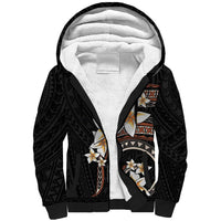 Vintage Plumeria Pacific Floral Sherpa Hoodie LT9 Unisex Black - Polynesian Pride